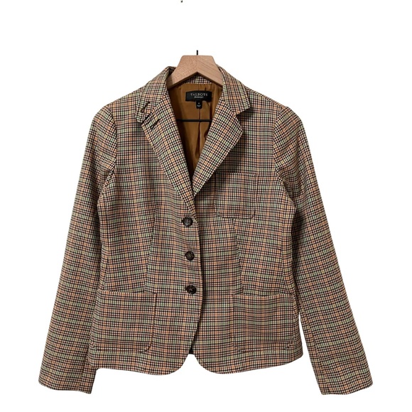 Talbots Brown & Multi-Color Plaid Wool Blend Riding Blazer Size 4 - Picture 1 of 9